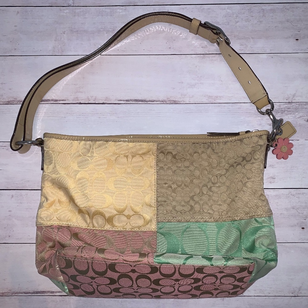 Coach Multicolor Logo Patchwork Hand Bag Purse